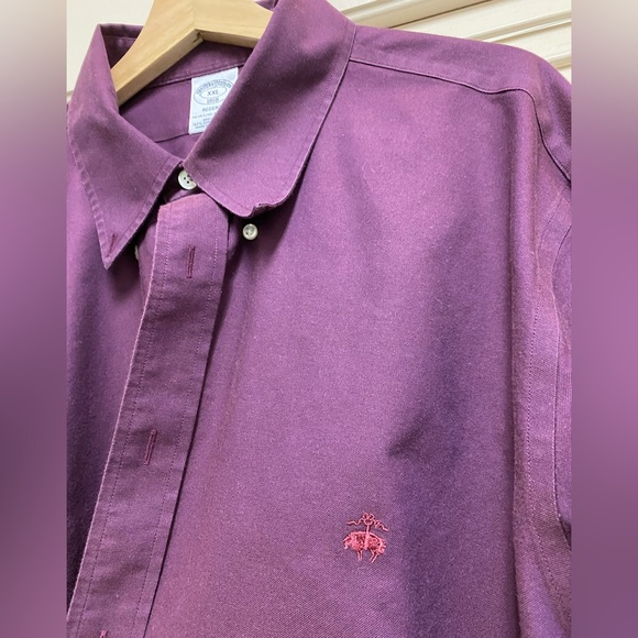 Brooks Brothers Shirt Mens 2XL Maroon Regent Fit Supima Cotton Long Sleeve - Picture 4 of 15